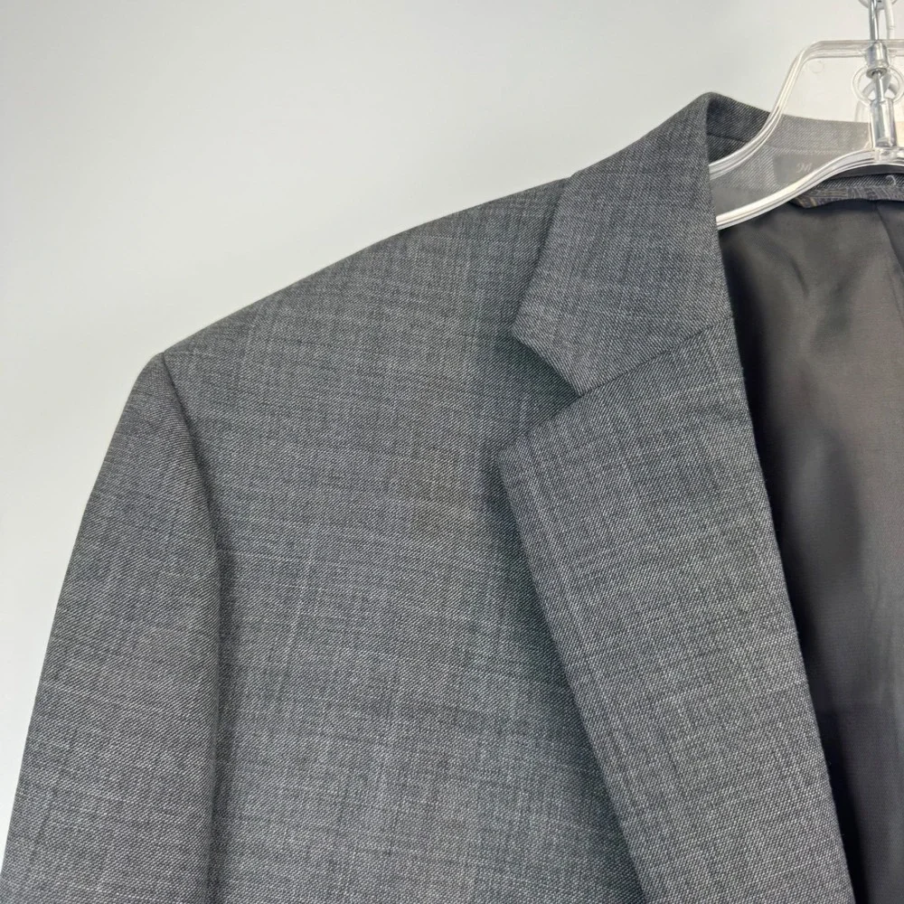 Lauren Ralph Lauren Mens 42R Grey 100% Wool Sharkskin 2 Button Blazer Sport Coat